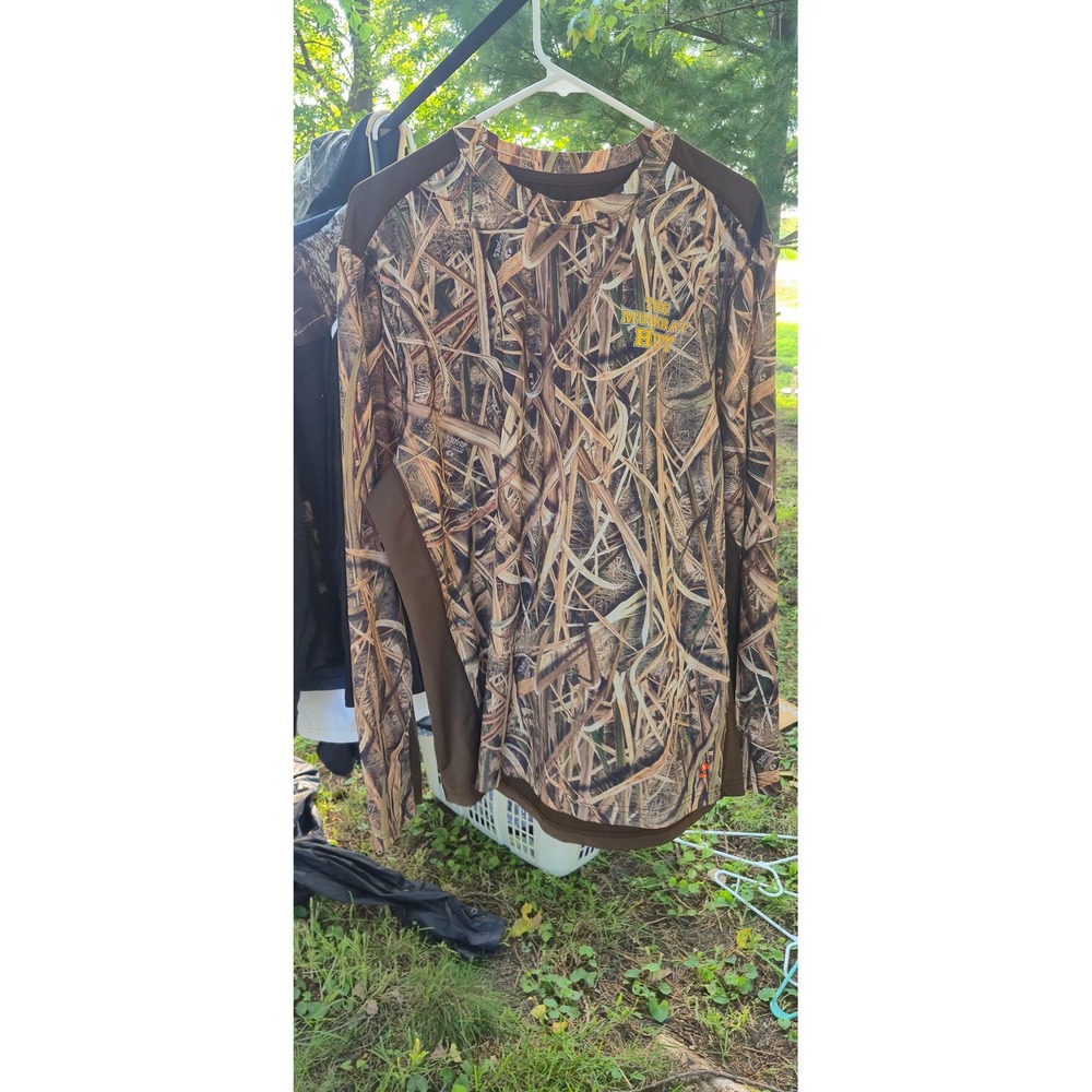 Energy Zone Mens Camo Long Sleeve Shirt Muskrat Hut Duck Blind Mossy Oak Large